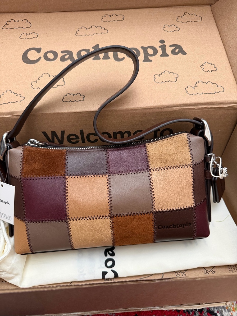 Coach Patchwork Leather Small Shoulder Bag - Brown Multi-Tone